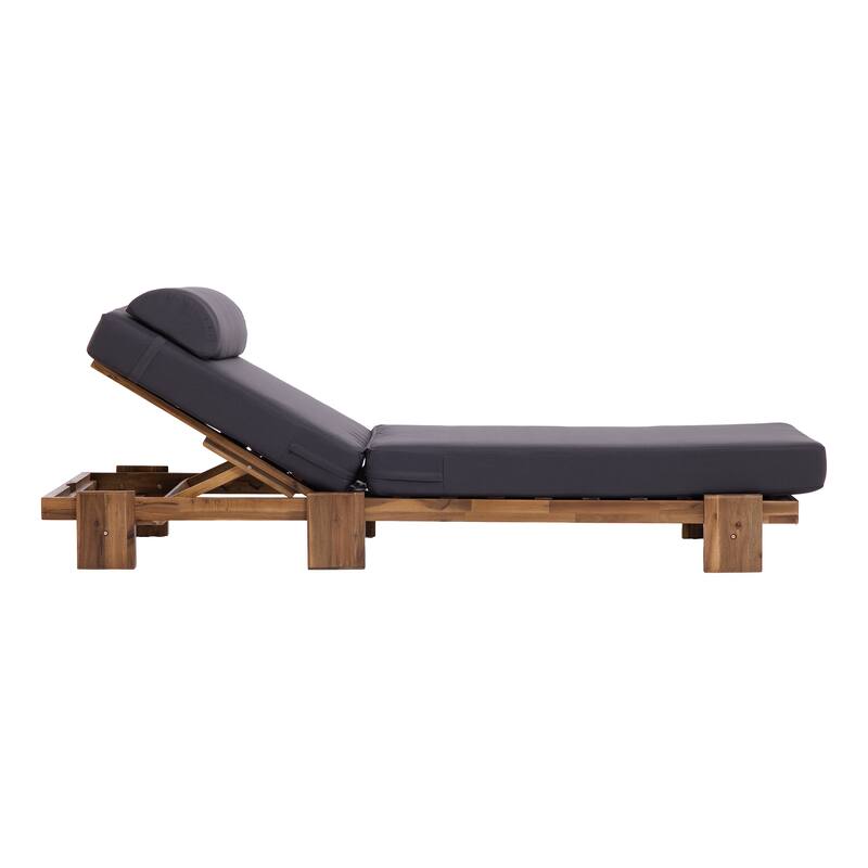 Roomfitters 78.8" Outdoor Patio Chaise Lounge Chair with Adjustable Backrest and Side Table for Poolside & Garden