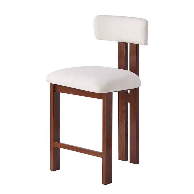 26.5" Stylish Round Stools with Low Back, Kitchen Island Bar Stool Set of 2 with Footrest Comfortable Upholstered Seat
