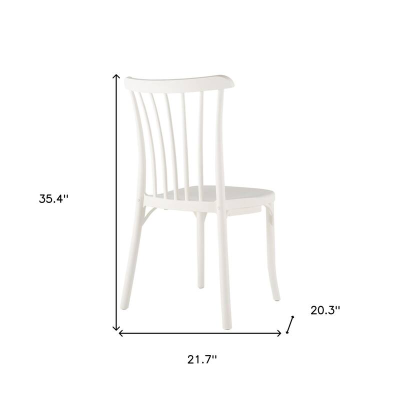 HomeRoots Set of Two White Heavy Duty Plastic Outdoor Stacking Dining Chairs