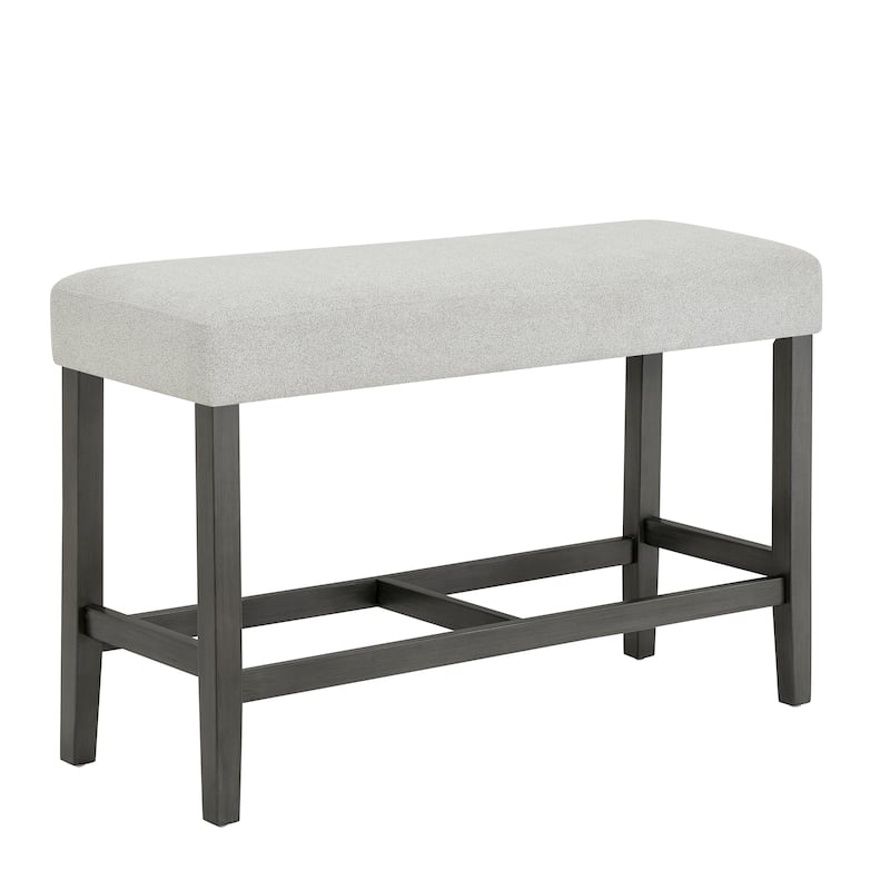 Selena 40" Light Gray Fabric Counter Height Bench with Gray Wood Frame & Wooden Footrest - Upholstered Dining & Kitchen Seating