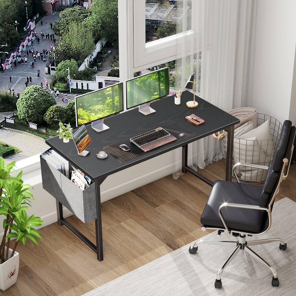 Computer Desk 31.5" Home Office Small Computer Desk, Writing Desk, Laptop Table with Storage Bag, Iron Hook