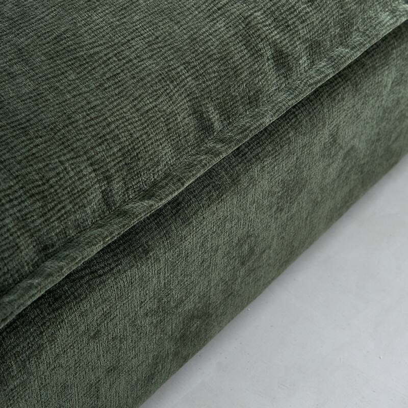 Green 104" Chenille Upholstered Armless L-Shaped Modular Sectional Sofa with Moveable Ottoman, Free Combination Design