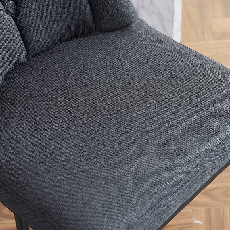 Bar Stool Set of 2, Upholstered Bar Stool with Button-Tufted Backrest, Counter Height Armless Chair with Sturdy Metal Frame