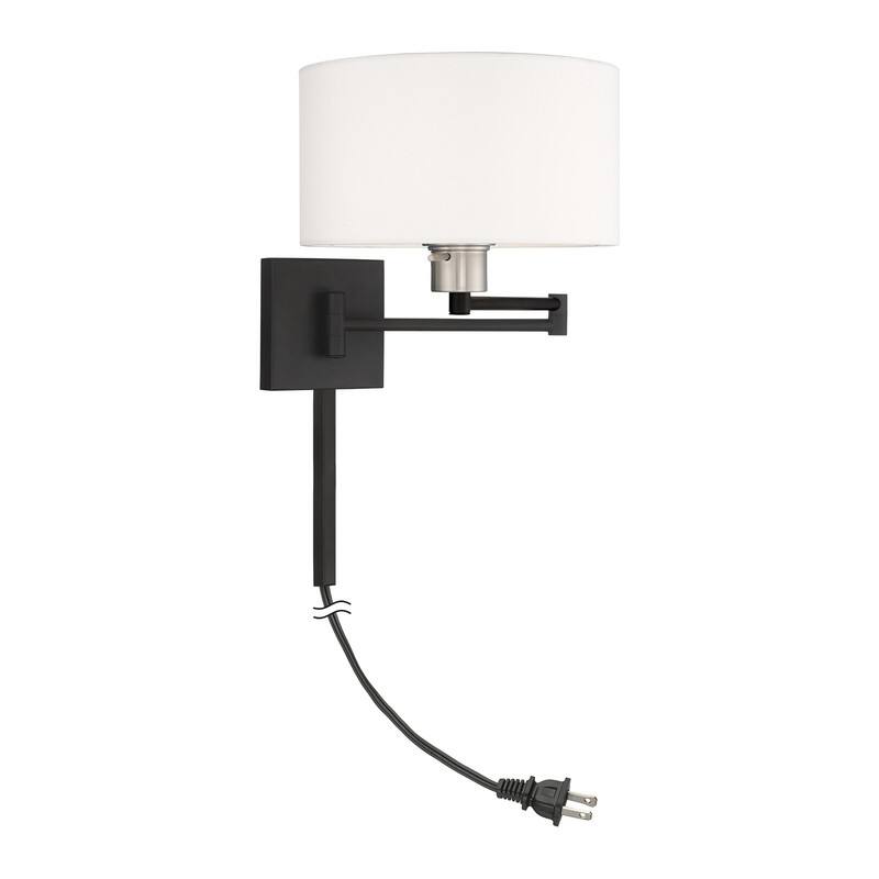 Livex Lighting 1-Light Off-White Drum Shade Swing Arm Wall Lamp, 40036