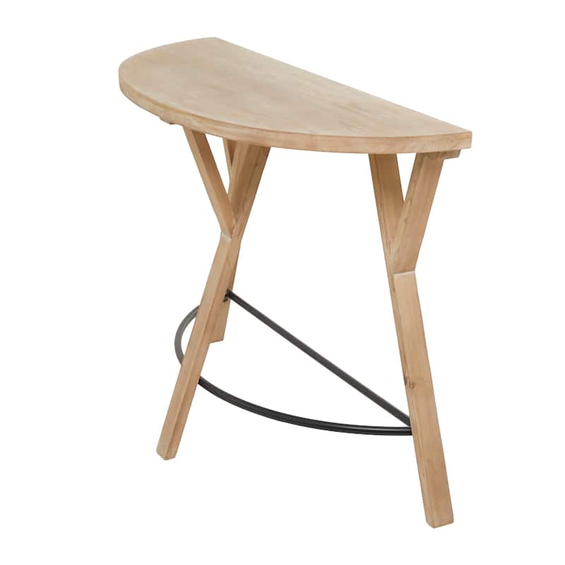 Brown Wood Half Moon Console Table - 42 x 16 x 31