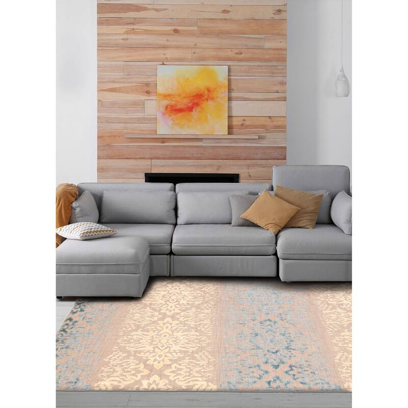 ECARPETGALLERY Hand Loomed Elysian Taupe Viscose, Wool Rug - 8'1 x 9'11