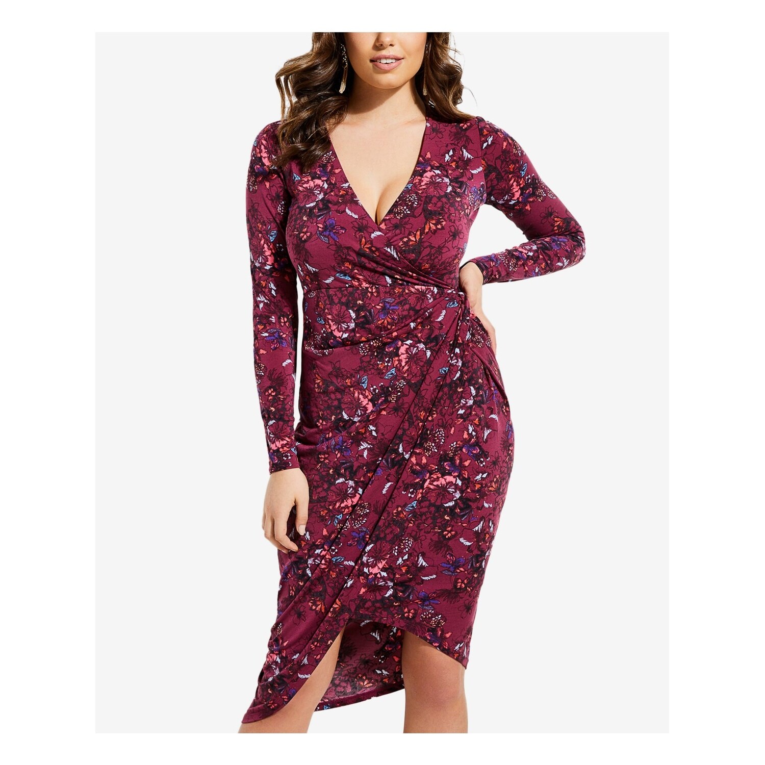 guess long floral print dress