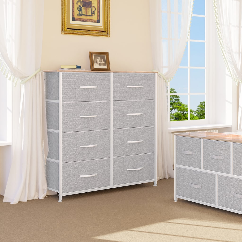 Modern Wide Dresser Storage Tower with 8 Drawers