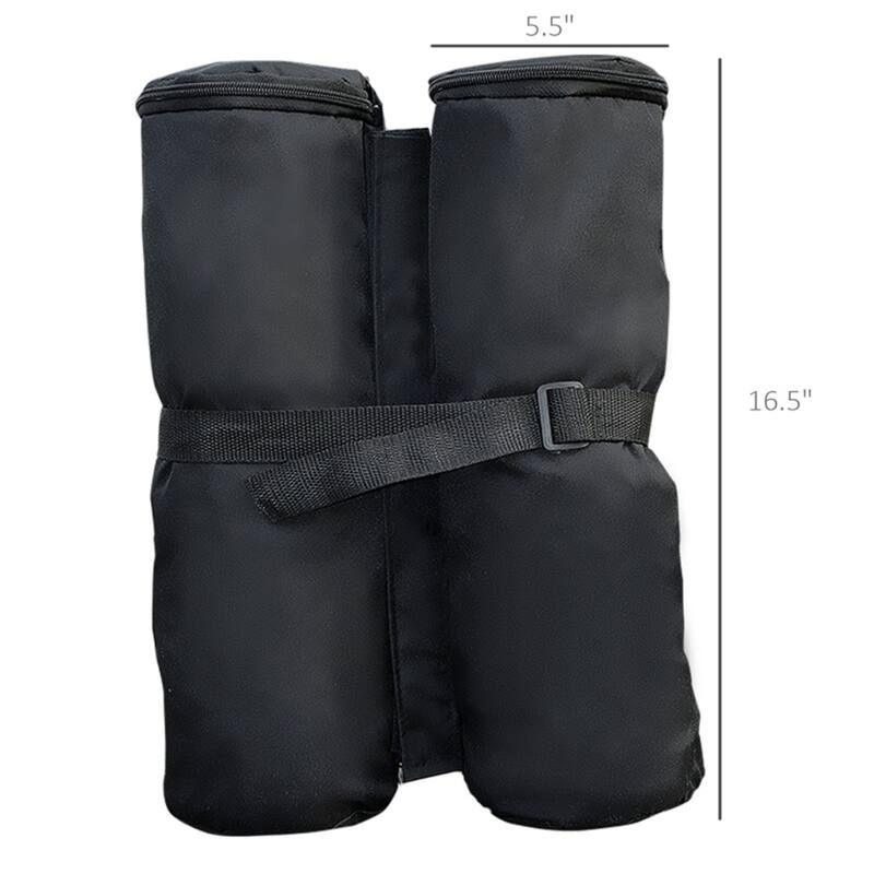 Black 4-Pack Heavy-Duty Sandbags for Pop-Up Tents Gazebos 33 lbs PA-Coated Polyester UV and Water - Φ5.5" x 16.5"H
