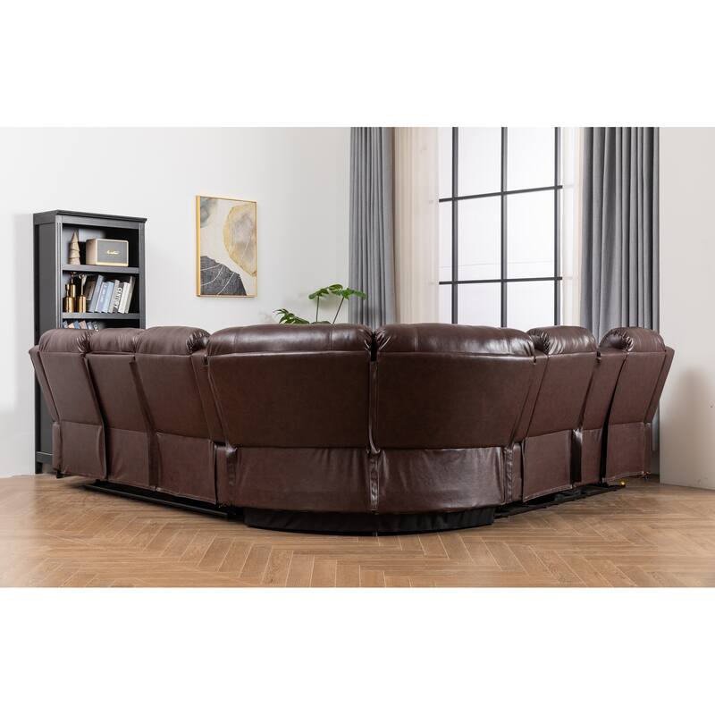 Donivi LED Faux Leather Reclining Sectional With Speakers