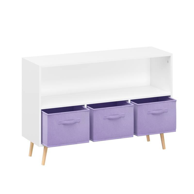 Kids Bookcase with Fabric Drawers and Toy Storage Organizer