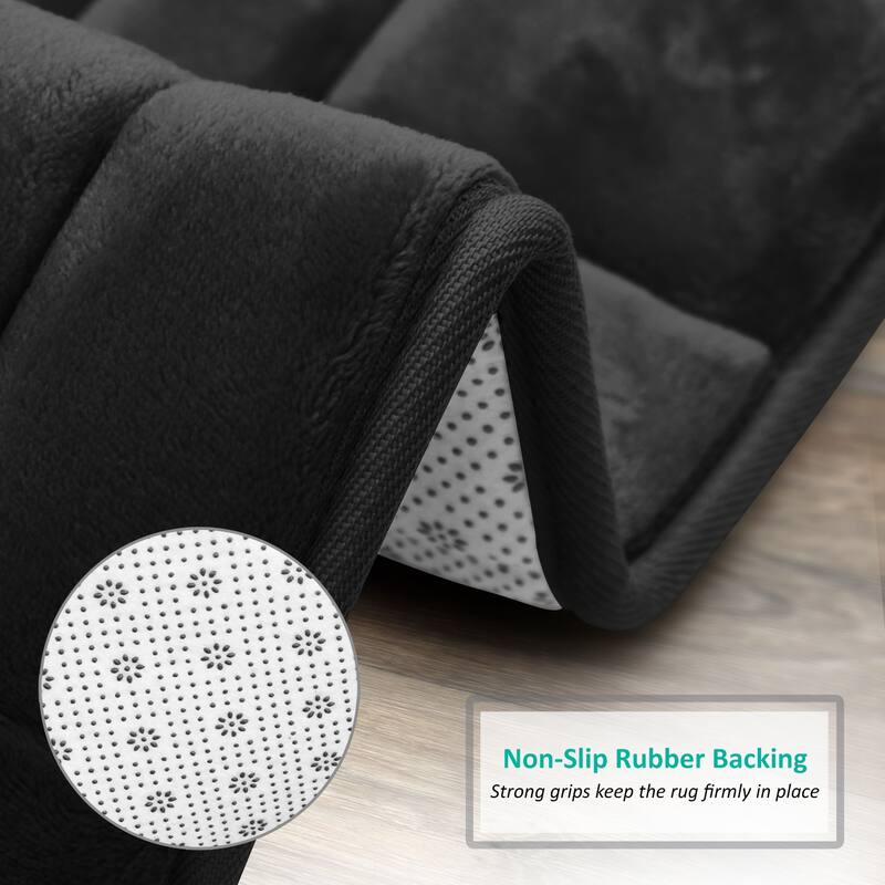 Clara Clark Ultra Soft Non Slip and Absorbent Bath Rug - Tiled Velvet Memory Foam Bath Mat