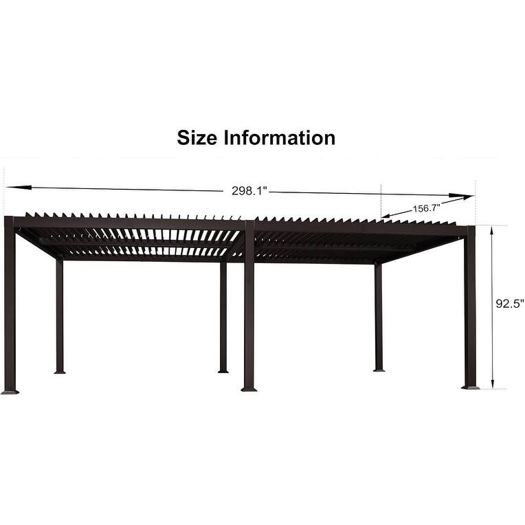 PURPLE LEAF Outdoor Louvered Pergola with Adjustable Metal Roof for Patio Pergola - 13' x 25' - Bronze