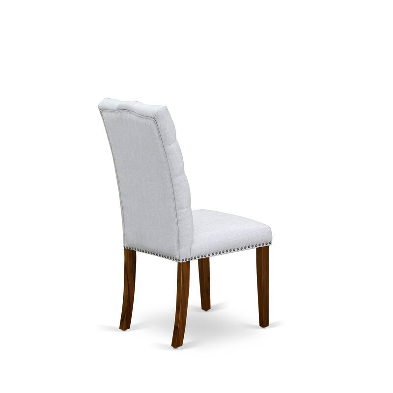 East West Furniture 3 Piece Dinette Set- a Round Dining Table and 2 Linen Fabric Parsons Dining Chairs, (Finish Options)