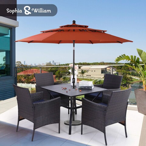 Sophia & William Metal/PE Rattan 6-piece Outdoor Dining Set w/Umbrella