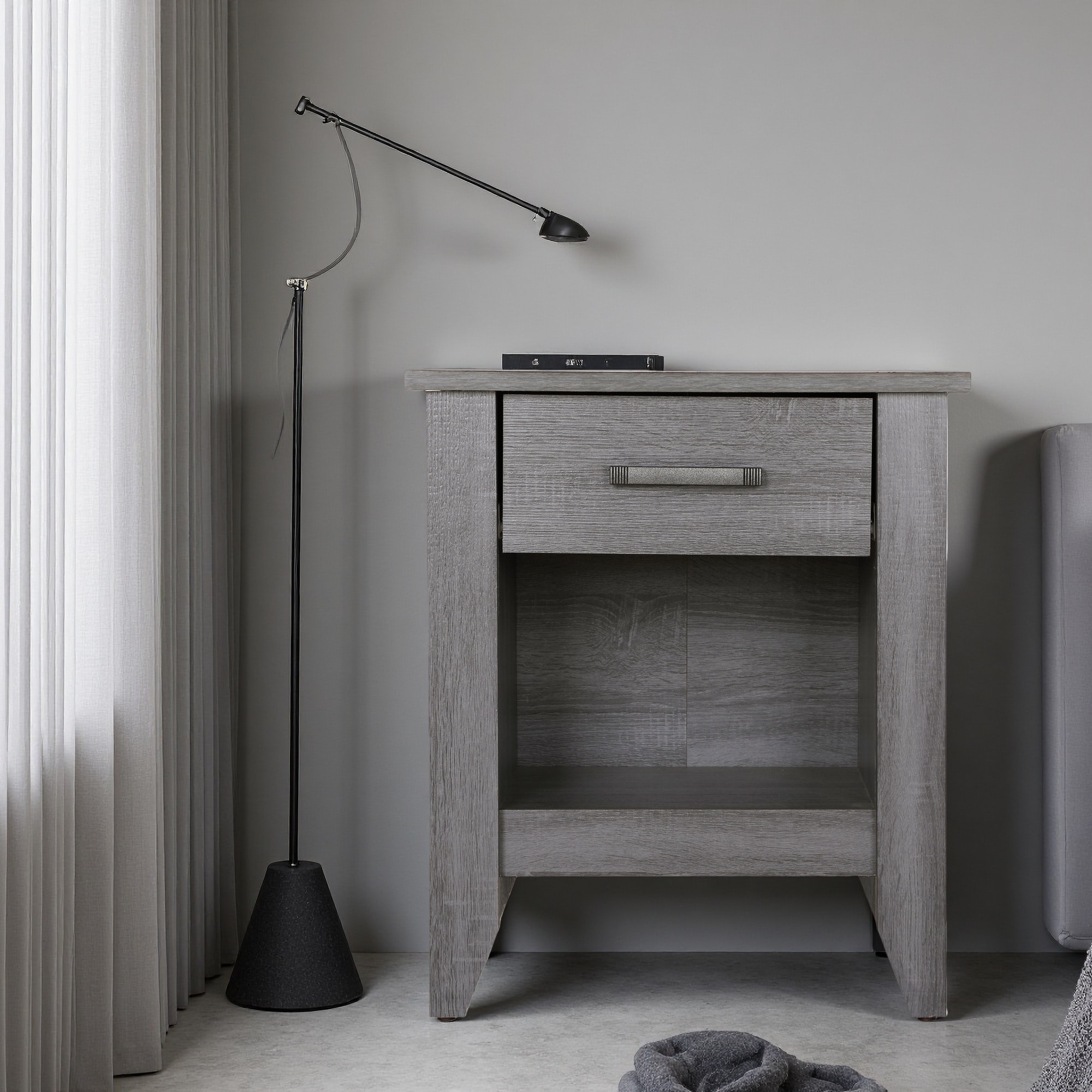 21"L Wenge Contemporary Nightstand with Durable Construction and Chic Finish for Modern Rooms