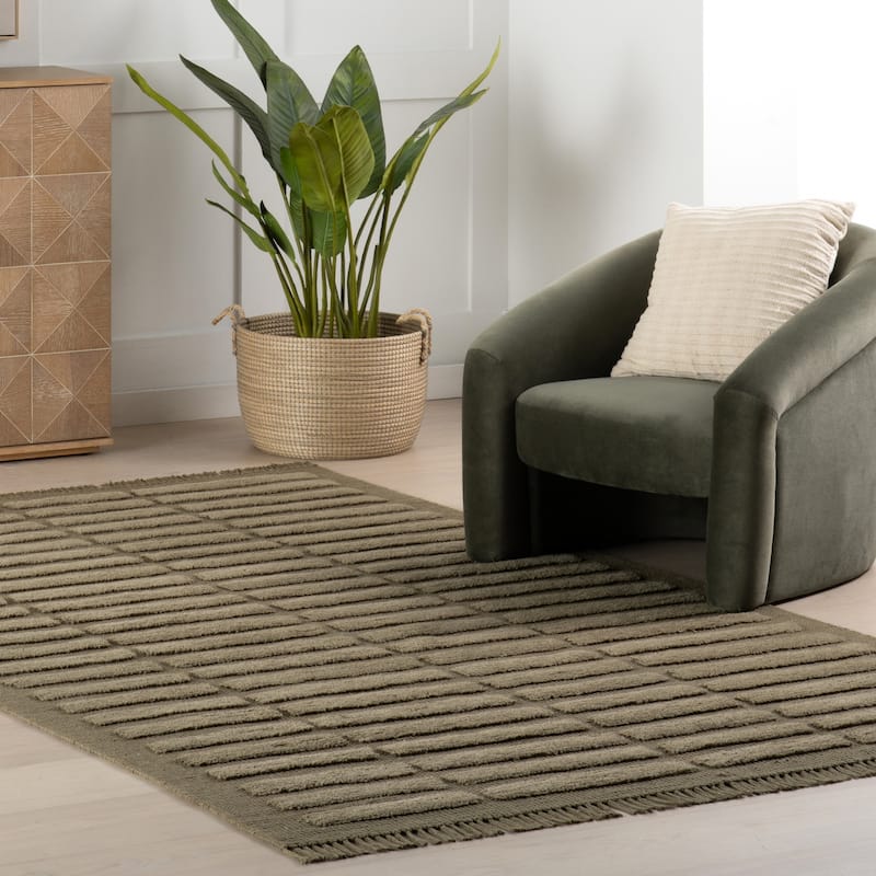 Nuloom Zavira Solid Mid-Century Modern Area Rug - 8'6" x 11'6" - Olive