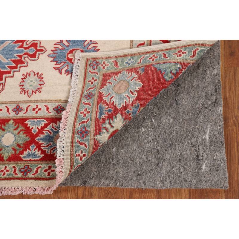 Geometric Kazak Oriental Rug Hand-Knotted Bedroom Wool Carpet - 5'0" x 6'10"