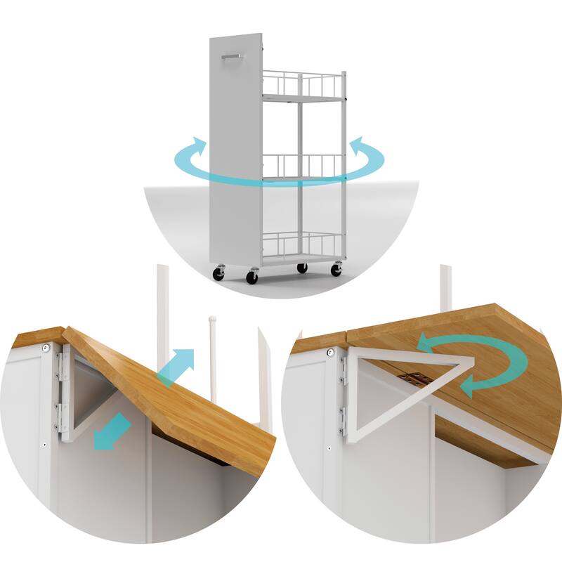Kitchen Island with Storage Space, Breakfast Bar with Folding Flip-Up Panel, Large Coffee Bar Table with Hooks