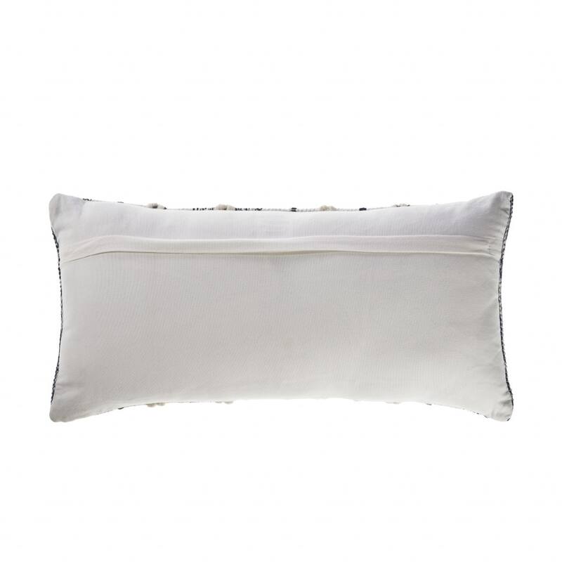 HomeRoots 14" X 28" Navy And White 100% Cotton Geometric Zippered Pillow