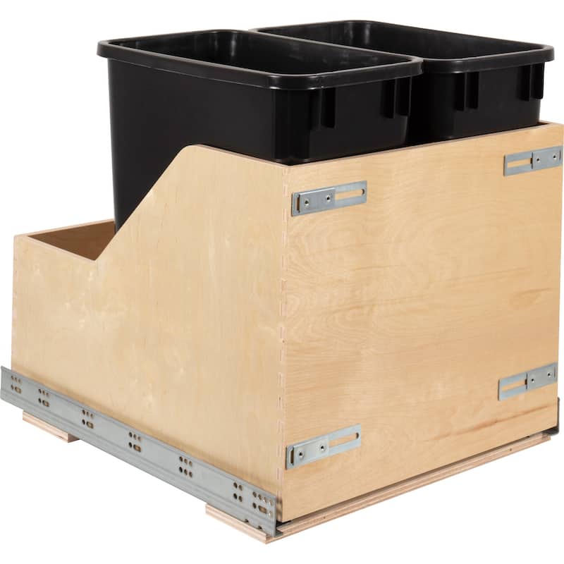 Hardware Resources CDM-WBMD3521 19" Double 35 Quart Waste - Black