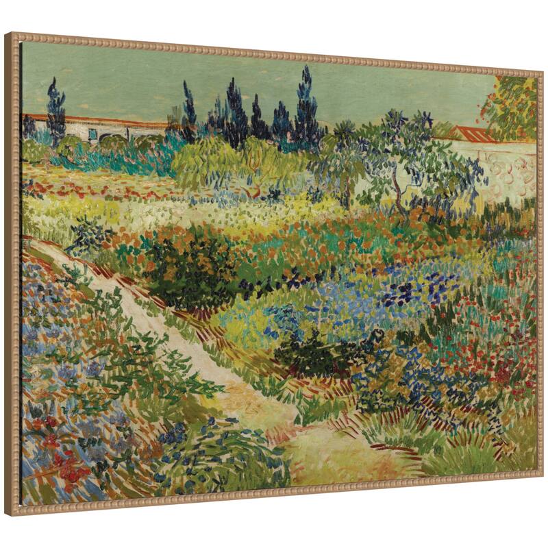 Kate and Laurel Garden at Arles by Vincent van Gogh by Nostalgia Prints Framed Canvas Wall Art Print - 28x38
