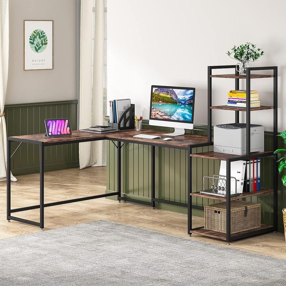 69 L-Shaped Computer Desk with Storage Shelf, Large Study Table Writing  Desk - Bed Bath & Beyond - 33290753