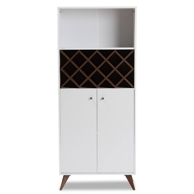 Modern Wine Cabinet with Glass Rack Drawer and Open Shelves - 66.14" High x 27.95" Wide x 13.39" Deep