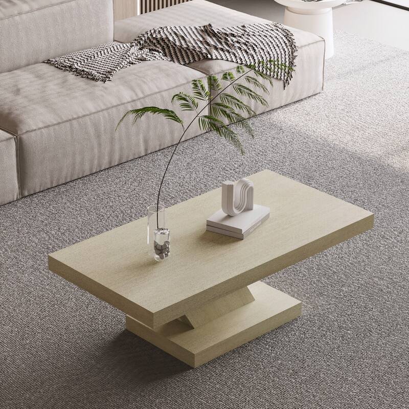 Modern Cross Leg Coffee Table, Sturdy X-Shape Design - Oak