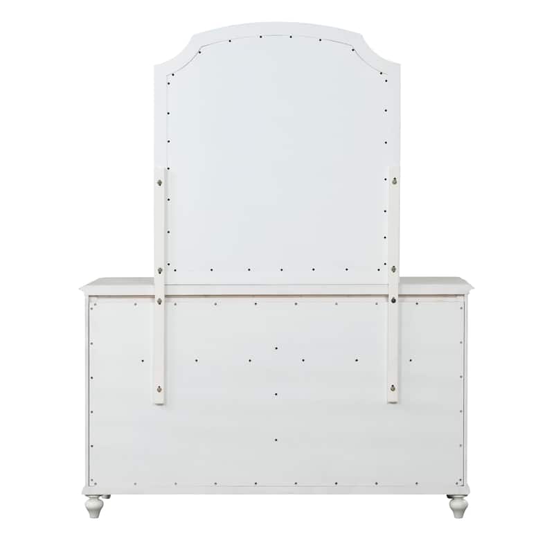 Furniture of America Skye Coastal Solid Wood 2-Piece Dresser and Mirror Set