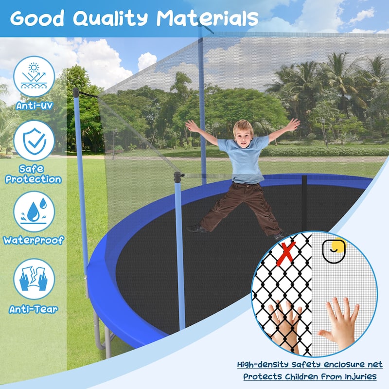 Kids 14FT Trampoline with Inner Safety Enclosure and Easy Assembly - Blue