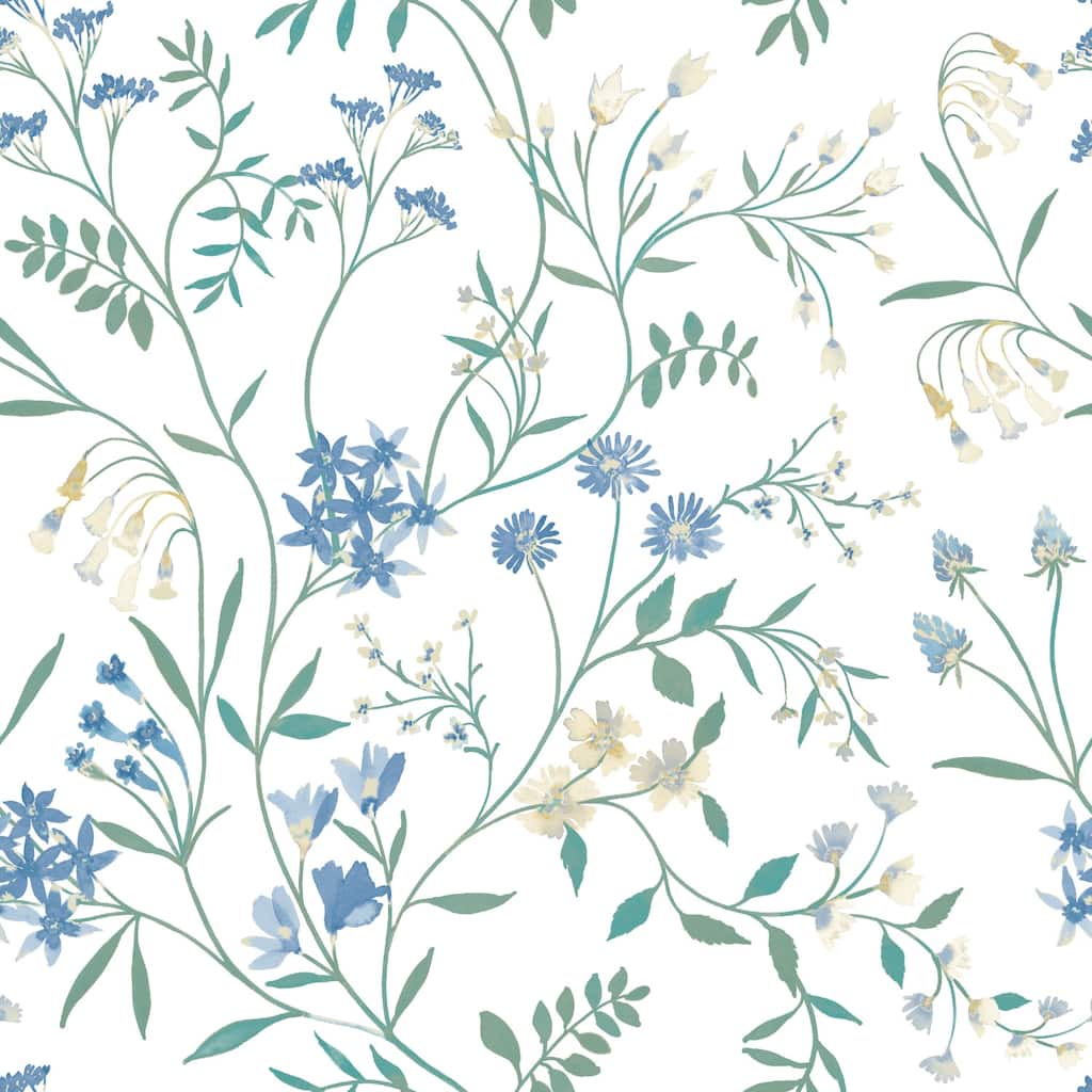 RoomMates Blue & Green Meadow Mix Peel and Stick Wallpaper