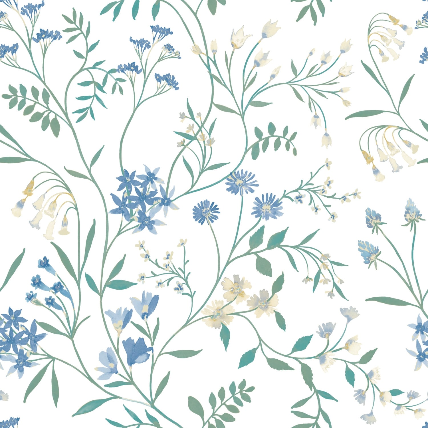 RoomMates Blue & Green Meadow Mix Peel and Stick Wallpaper
