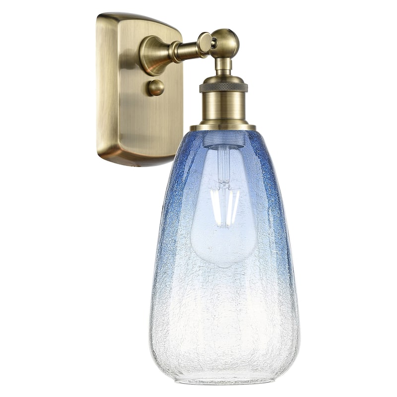 Innovations Lighting 516-1W-14-6 Brookhaven Almond Sconce Brookhaven - Antique Brass / Sapphire Blue
