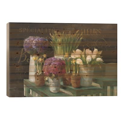 Les Fleurs Printemps On Black Print On Wood by Danhui Nai - Multi-Color