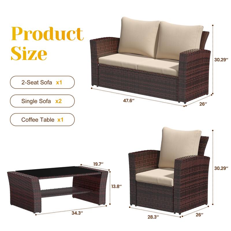 Royalcraft 4 Piece PE Rattan Wicker Outdoor Patio Furniture Set