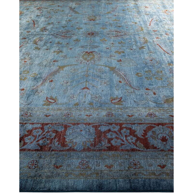 Overton Hand Knotted Wool Vintage Inspired Modern Contemporary Overdyed Gray Area Rug - 11' 10" x 14' 9"