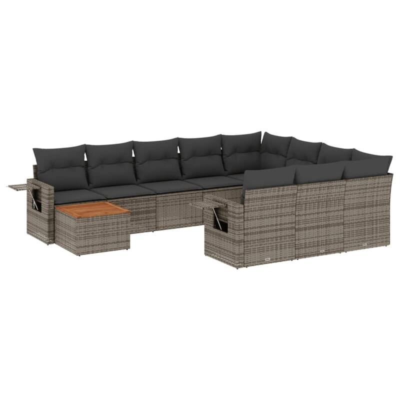 vidaXL Garden Sofa Set with Cushions Outdoor Sofa Set Corner Seat Poly Rattan