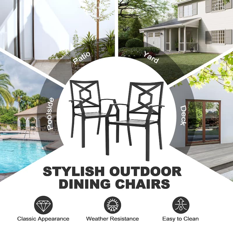 Nuu Garden Iron Stackable Outdoor Patio Chairs with Powder-coated Finish (2-Pack)