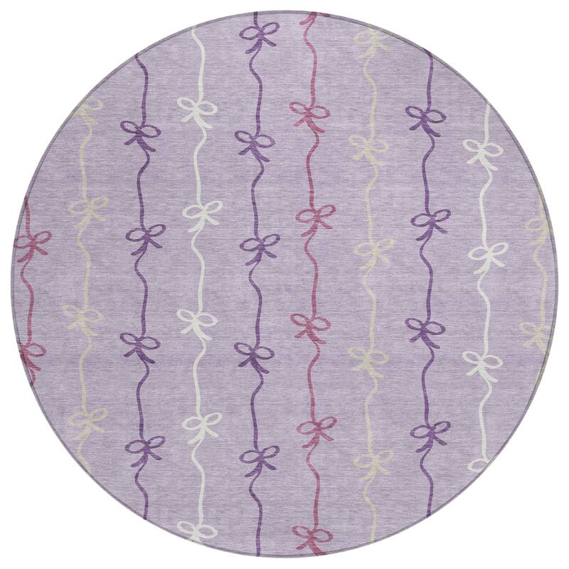 Machine Washable Indoor/ Outdoor Modern Bow Stripe Chantille Rug