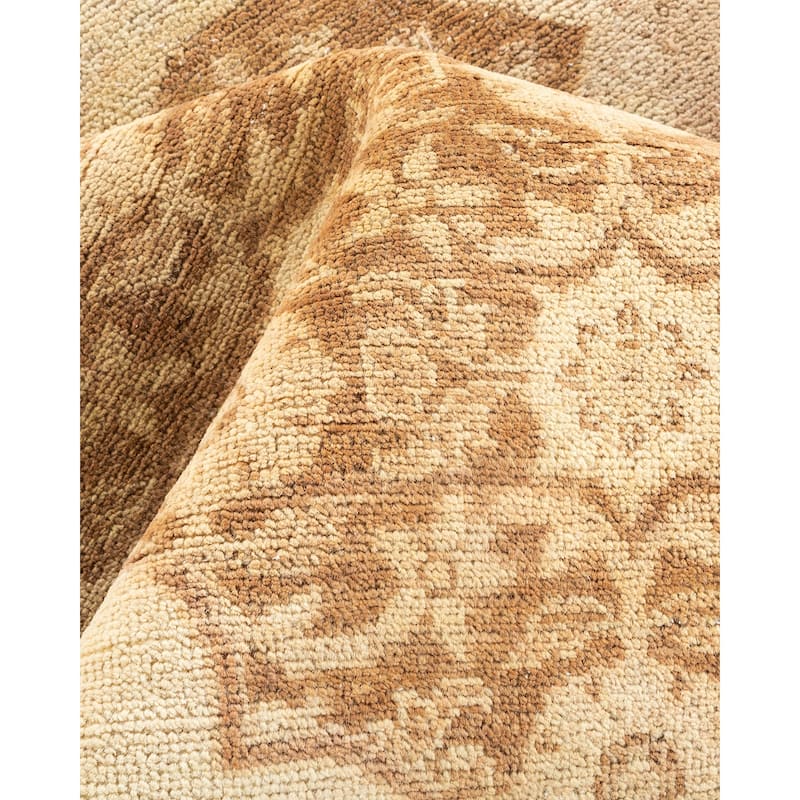 Overton Hand Knotted Wool Traditional Oriental Beige Area Rug - 6' x 9'