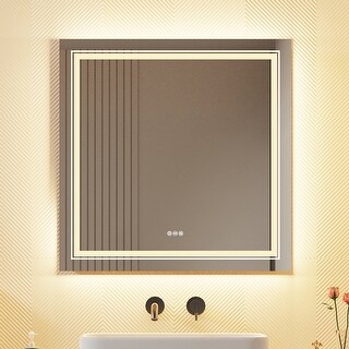 Square Touch Sensor LED Bathroom Mirror Adjustable Light - Bed Bath ...