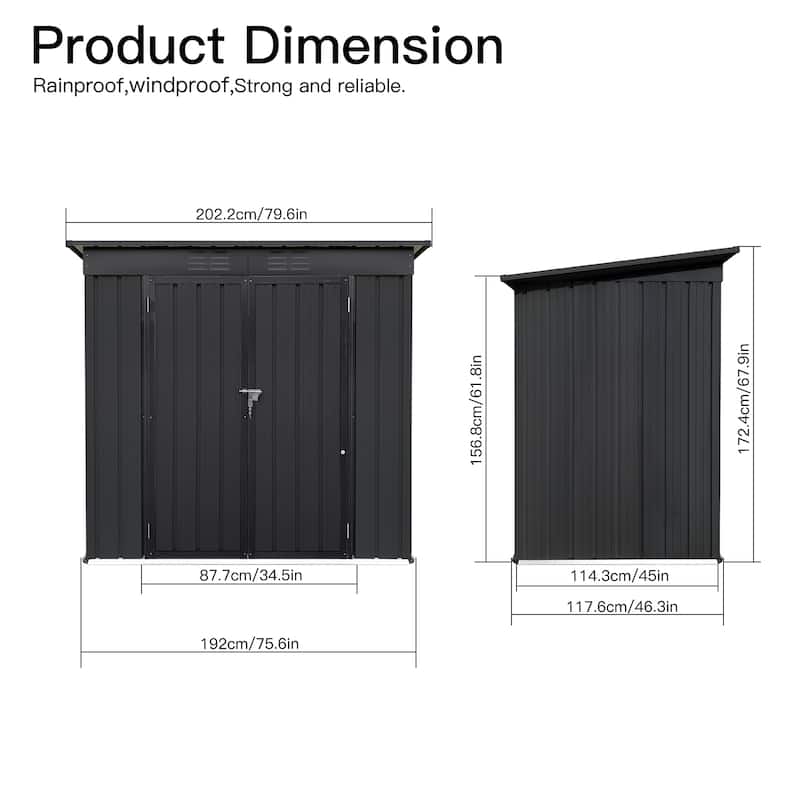 Metal garden sheds 4ftx6ft outdoor storage sheds black