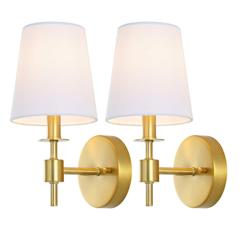 SAFAVIEH Lighting Dalany 7-inch Fabric Shade Wall Sconce with Bulbs (Set of 2) - 7 in. W x 5.5 in. D x 11 in. H