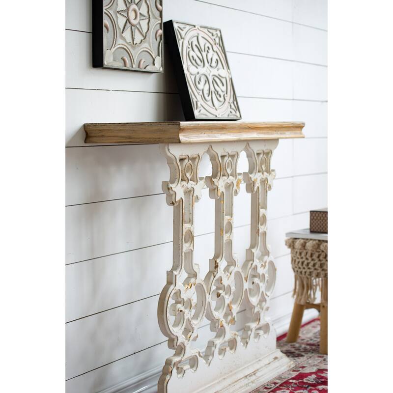 32" x 12" x 32" Classic Vintage Wash Console Table with Wood Top