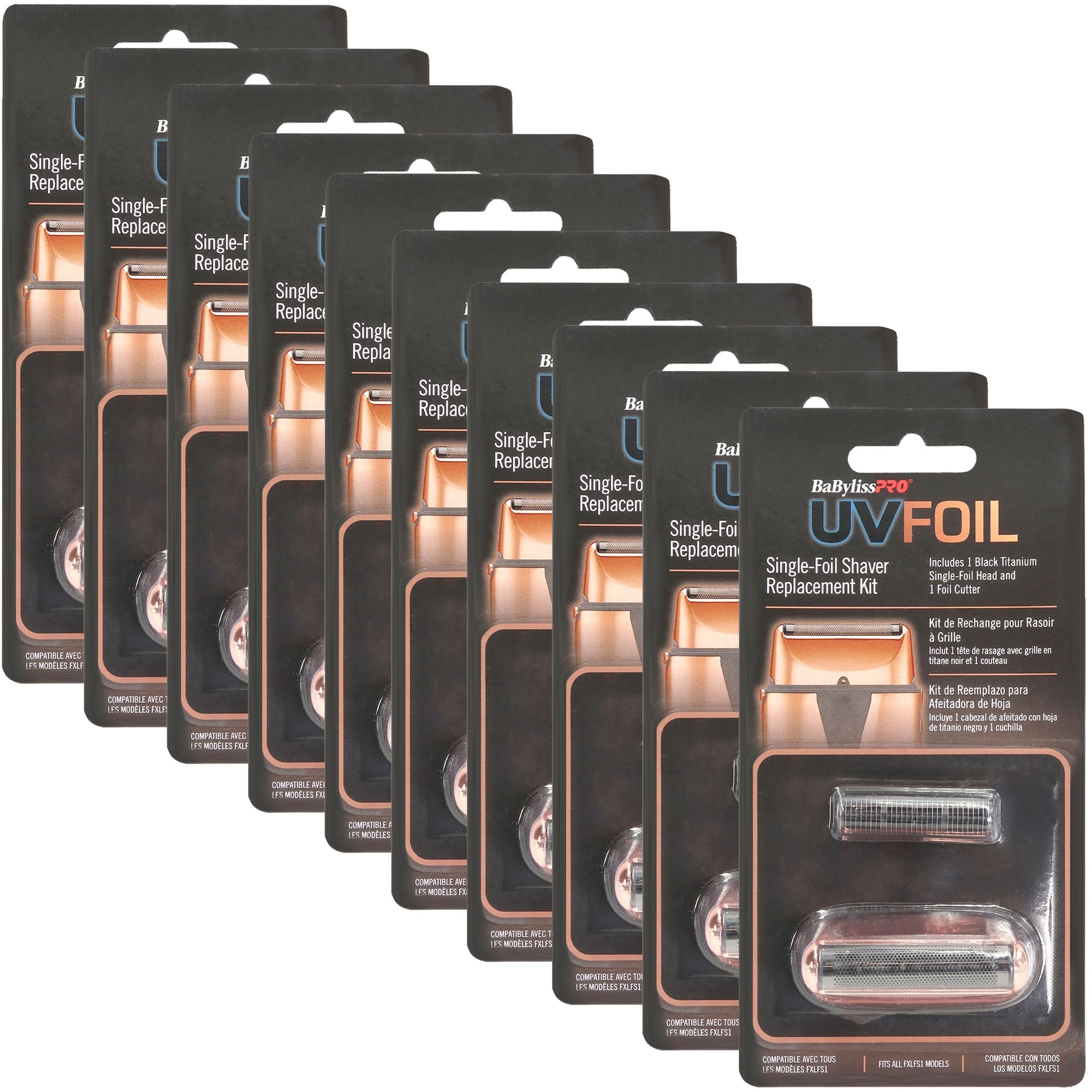 10x BaByliss Pro UVFOIL Single-Foil Shaver Replacement Kit [Single-Foil & Cutters] - Rose Gold #FXLRF1RG