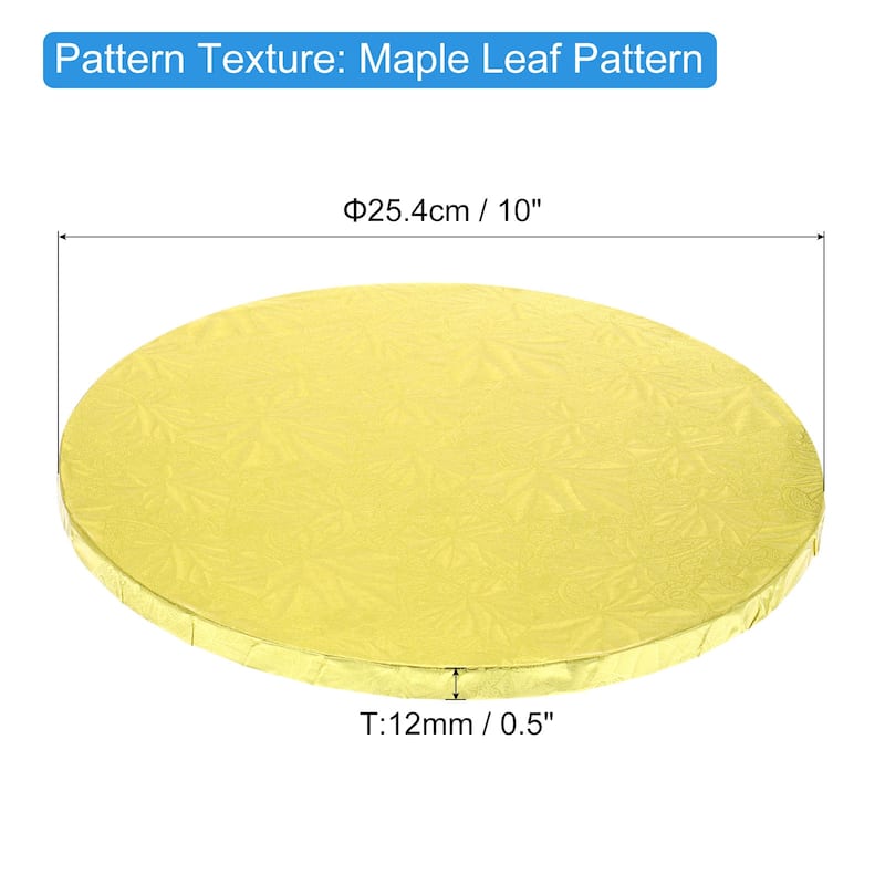 Cake Boards, 1Pcs - Cardboard Cake Drums, 1/2" Thick Round Cake Base - Gold - 10 Inch
