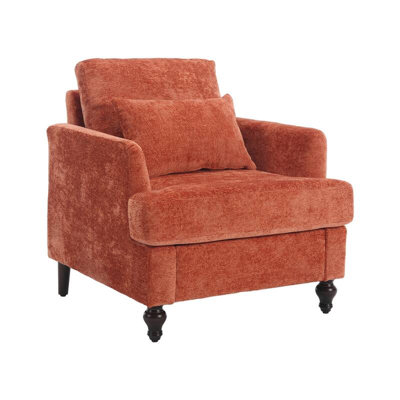 Dark Orange Tufted Club Chair Office Chair, Vintage Sofa Chair Armchair Leisure Chair Accent Chair with Wooden Frame