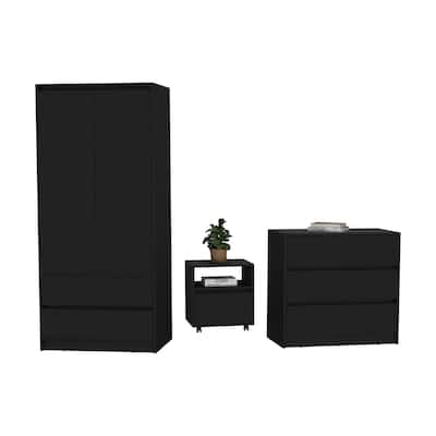 Beloit 3 Piece Bedroom Set,Nightstand + Dresser+ Armoire