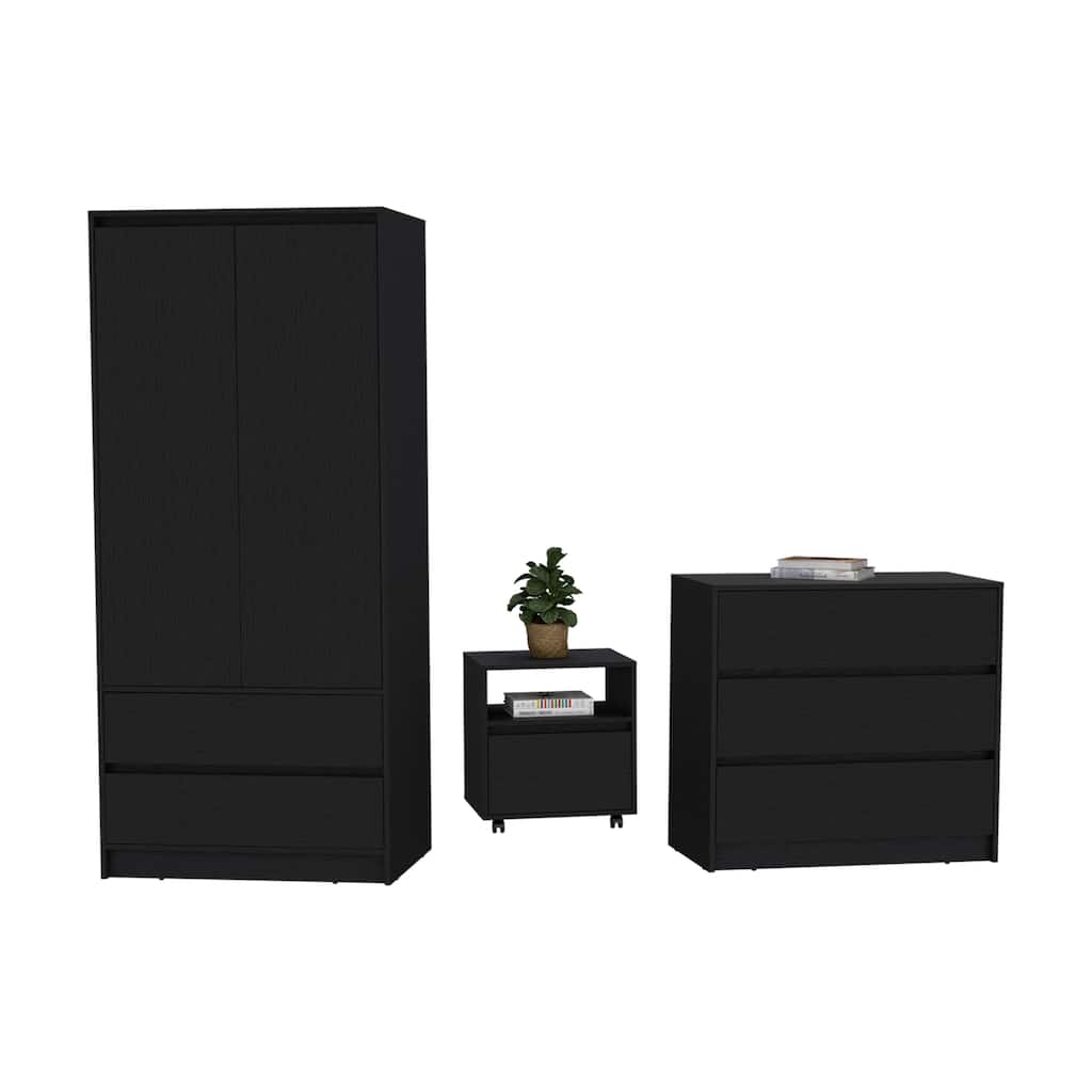 Beloit 3 Piece Bedroom Set,Nightstand + Dresser+ Armoire